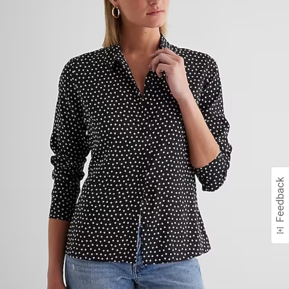 Satin Polka Dot Portofino Shirt - Express